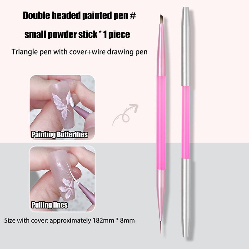 Double Headed Diy Painting Brushes For Nail Art Design Witn Pen Cover Uv Gel Drawing Brush Triangle Pen Manicure Tool