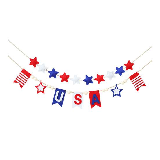 Yousheng Patriotic Garland Banner for 4th of July Decorations, Red White Blue Hanging Banner Bunting for Memorial Day, Veterans Day, Independence Day