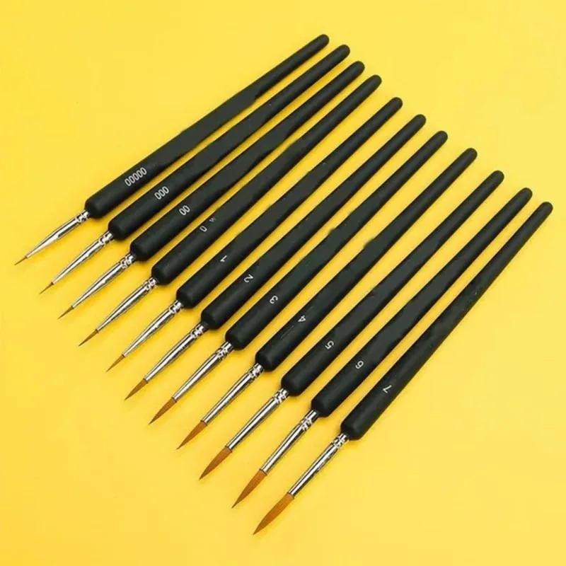 10Pcs Paint Brush Miniature Hook Line Pen Art Painting Brushes Gouache Watercolor Oil Paints Brush Artists Hand Painted