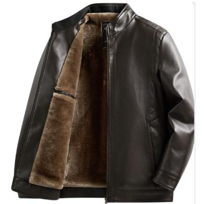 Nueva chaqueta de cuero de cuello alto y polar para hombre de invierno Chaqueta de cuero engrosada de invierno para hombre para mantenerse abrigado