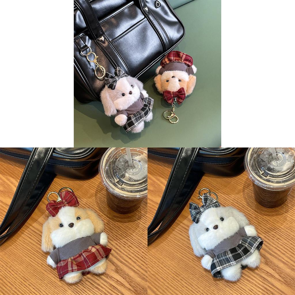 Cute Animal Pendant Featuring Bowknot And Short Plush Fabric For Backpack Charms