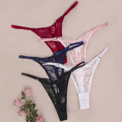 Low Rise Cotton Crotch T-Shape Lady Panties Crochet Lace Hollow Out G-String Thong