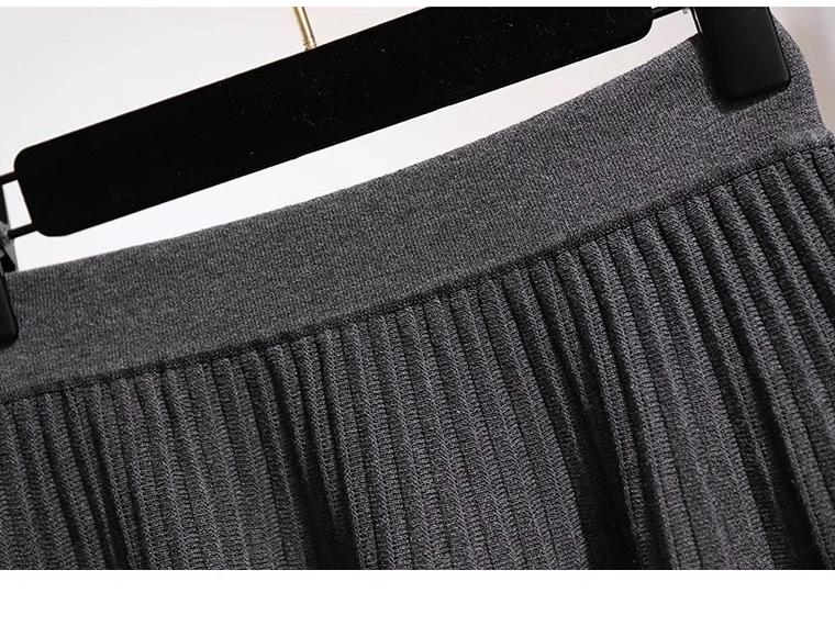 Women's Wool Knitted Pleated A-Line Skirt – Perfect for Autumn and Winter