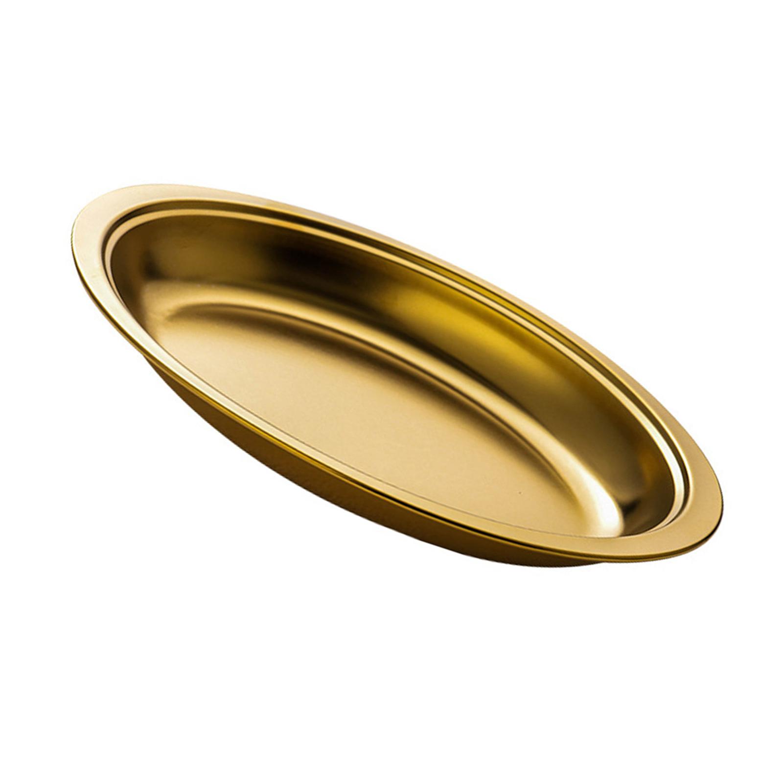 

Restaurant Serving Platter Stainless Steel Large Oval for Steaming Fish Household Snacks Plate Kitchen Accessories L золотий