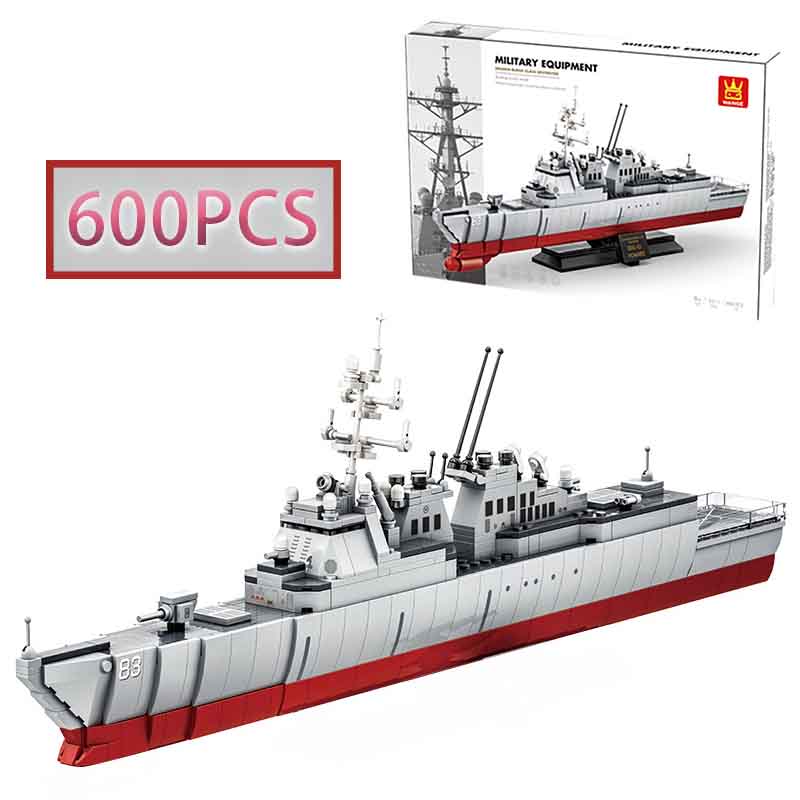 Moc 600Pcs Creative Military Arleigh Burke Class Destroyer Model Building Blocks Assembly Diy Children'S Puzzle Toy Gift