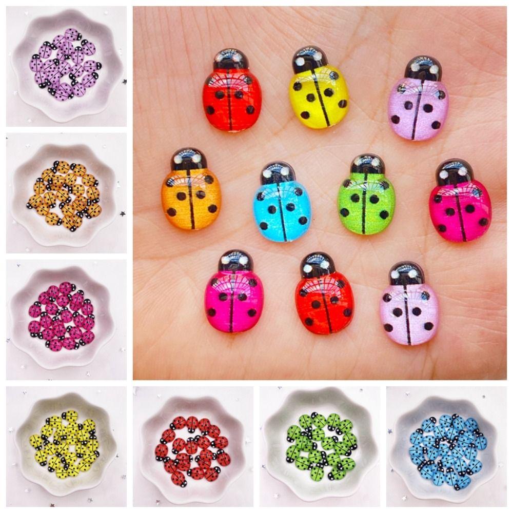 

50PCS Resin Beetle Flatback Cabochon Figurines Mobile Phone Shell Decor random mixed