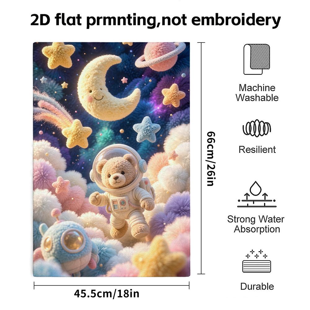 Space Astronaut Bear Towel, Quick Dry Absorbent Bath Towel, Fluffy Kids Shower Towel for Home