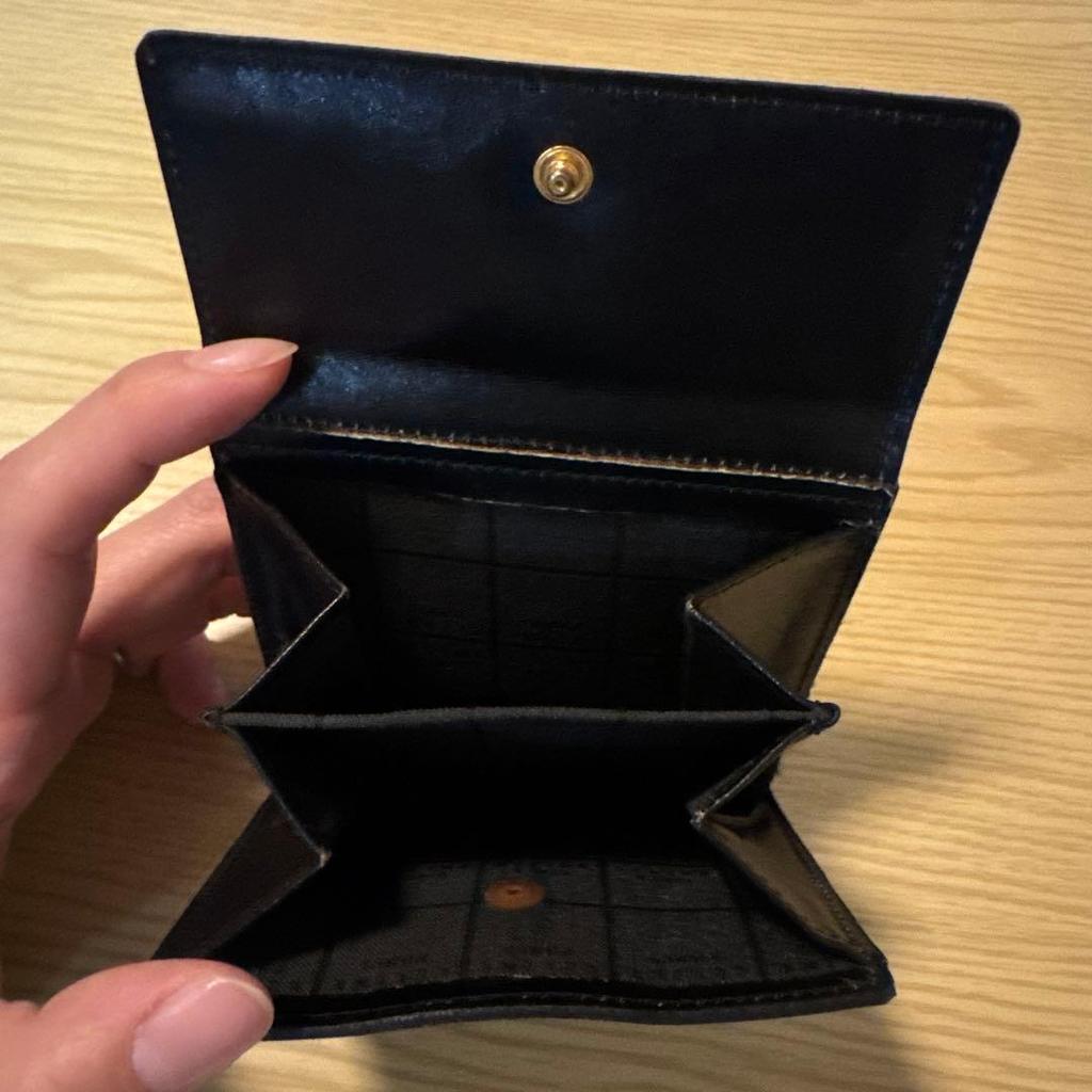 Used CELINE bi-fold wallet black gold plate