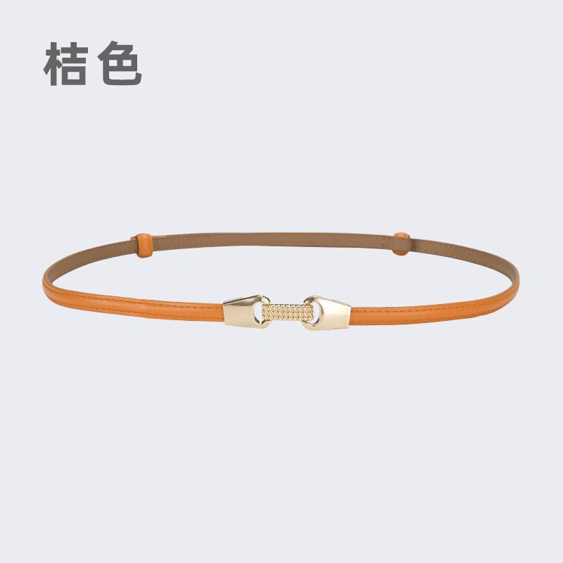 Fine Belt Women'S Leather Button Belt Women'S Casual Pants Belt Chain