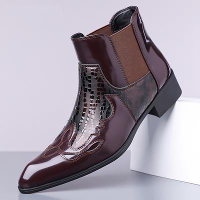 Modemarke Designer Neuer Herren Patentleder Spitz zulaufender Business Casual Knöchelboot für Herren Winter Chelsea Lederschuhe