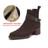 Krazing Pot Cow Suede Nubuck Round Toe Chunky Heels Chelsea Boots Size 43 Zipper Metal Flowers Women Platform Ankle Boots
