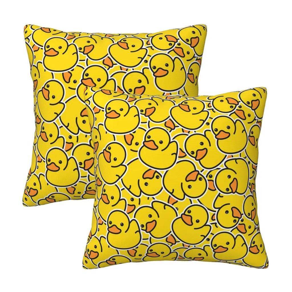 Yellow Classic Rubber Duck 2 Pcs Square Pillowcase Pillow Cover Cushion Zip Decorative Comfort Throw Pillow For Home Car