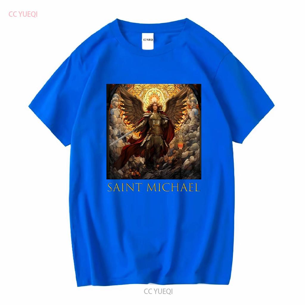 Neues limitiertes T-Shirt Erzengel Michael vintage gewaschen lässig Designer-Kleidung homme Bequem leicht grafisch
