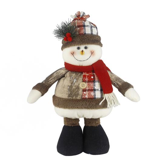 Christmas Doll Pendant Santa Claus Snowman Telescopic Legs Design Plaid Print Xmas Doll Festival