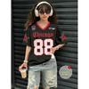 Womens V-Neck Short Sleeve T-Shirt With 3D Digital Print Loose Fit Casual Chic Top 2025
