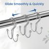 Chrome Shower Curtain Hooks Double Sided,Rust Proof Double Shower Curtain Rings for Bathroom Shower Rods, Anti-Drop Double Shower Rings for Curtain,