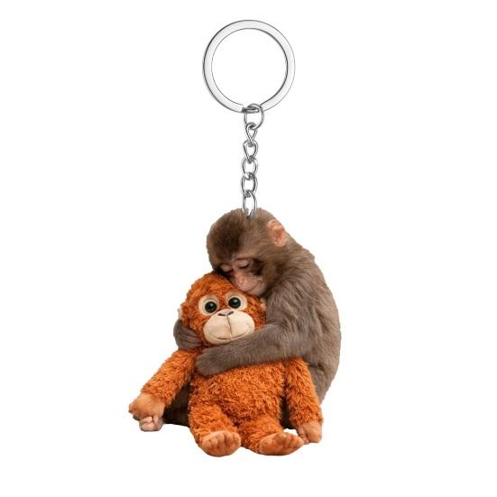 Klíčenka s přívěskem Plácni opici Oboustranný akrylový opičák držící hračku Klíčenka Batoh Kabelka Doplňky