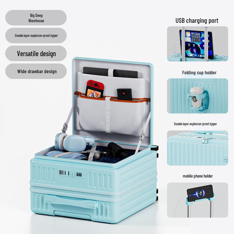 

18-дюймовый легкий чемодан-тележка для ручной клади: Маленький, Вместительный, Чемодан с боковым открыванием для мужчин и женщин 20 inch cabin size