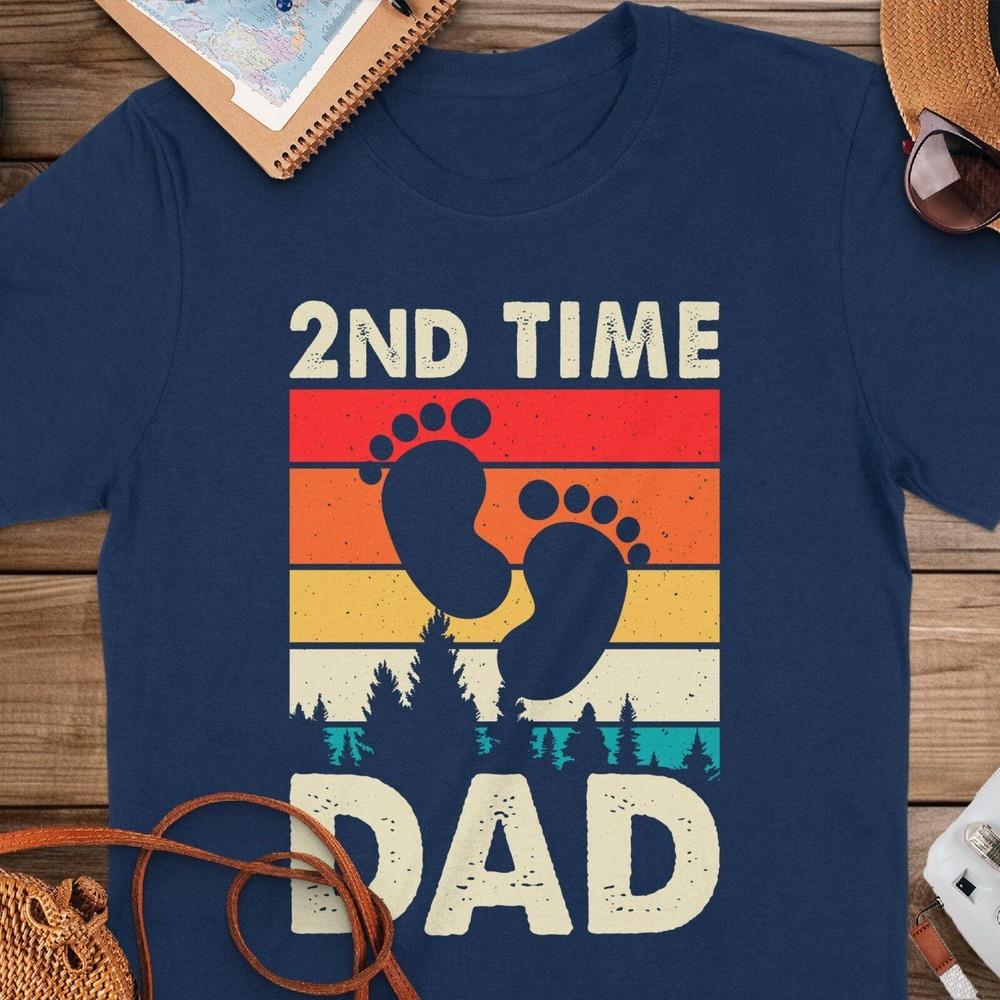 2nd Time Dad,Funny Fathers Day Gift Vintage Style Dad New Dad Navy T-Shirt Unisex T-Shirt XXXL