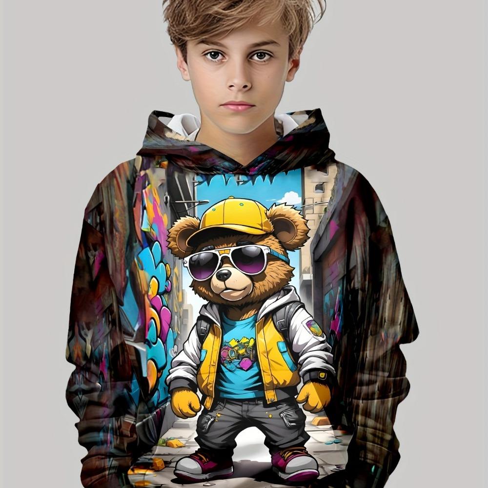 

Детские толстовки с капюшоном, стильный 3D-принт, повседневный пуловер для мальчиков с длинным рукавом, свитшот для весны и осени, детские толстовки, одежда для улицы 120