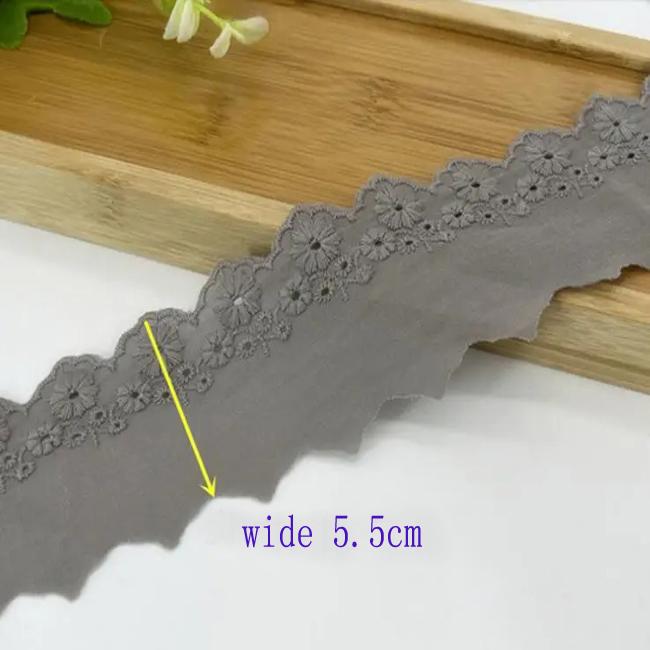 

4 метра/лот, ширина 5,5 см, хлопковая ткань, кружевная ткань, кружевная ткань с цветочной вышивкой, отделка платья, костюм для девочек, материал с бантом 4 Meters серый