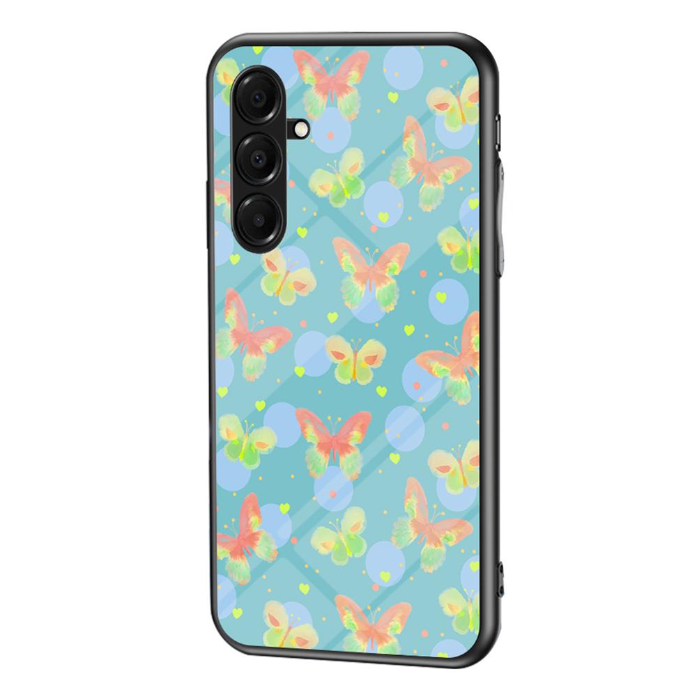 For Samsung Galaxy A17 5G Case Butterfly Pattern TPU+Tempered Glass Protective Phone Cover