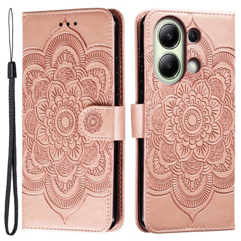For Xiaomi Redmi Note 13 4G Case PU Leather Mandala Imprinted Design Wallet Phone Cover