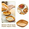 Wood Grain Plastic Square Coaster Plate Kitchen Serving Tray Flower Pot Cup Pad Spit Bone Dish