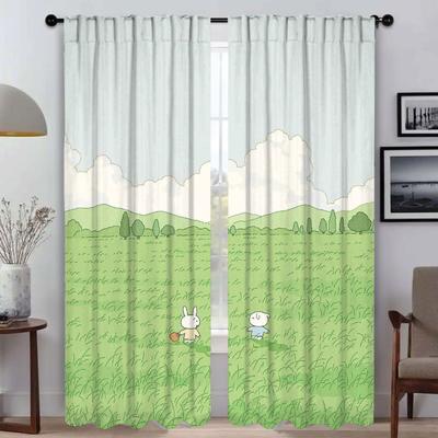 Tulle Coniglio ed Erba per Tende da Camera da Letto per Tenda da Soggiorno Divisorio Tende per Interni Domestici 2 Pezzi Tende Cucina