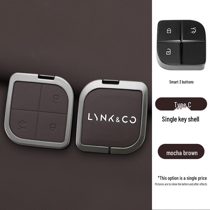 

Lynk&Co 08 2023 Key Case: High-End Metal Shell with Leather Buckle OPP Bag