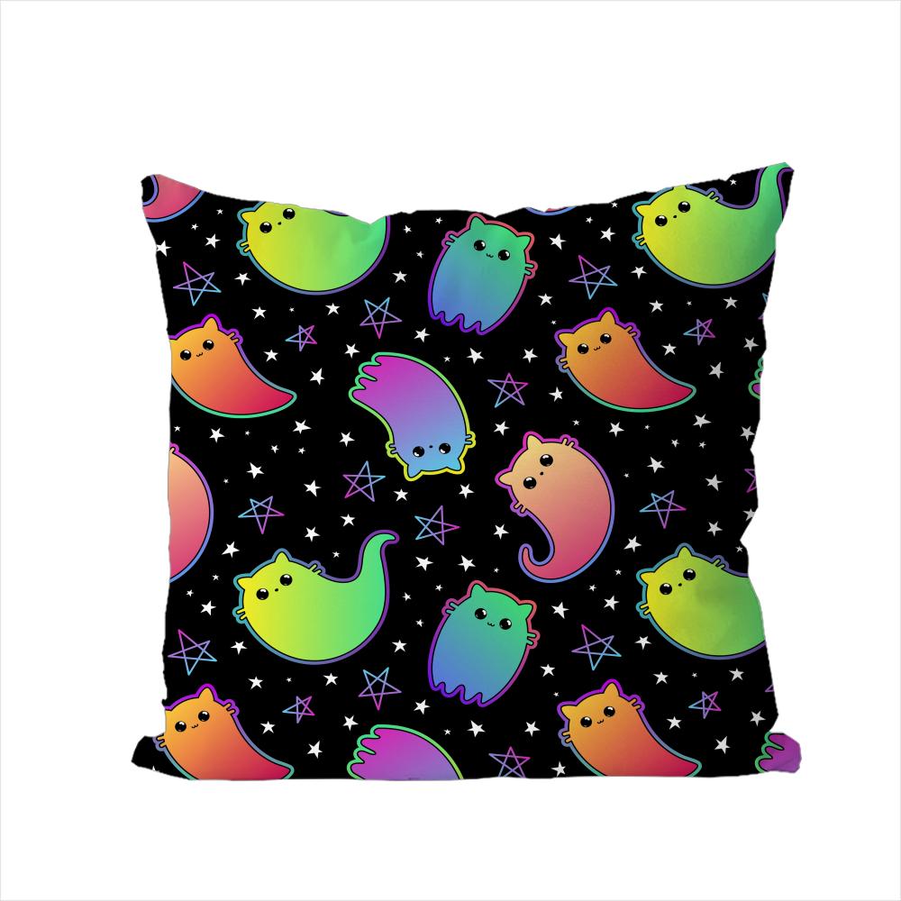 Neon Ghost Pillow Case For Car Sofa Decorative Home Doublesided Print Plush Square Throw Pillow Cushion Cover