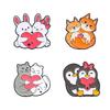 Cartoon Couple Animals Enamel Brooch Penguin Cat Rabbit Fox Heart Lovers Lapel Pin Badge Backpack Clothes Jewelry Accessories