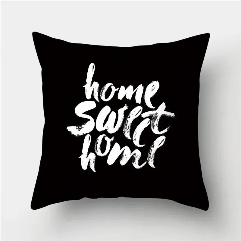 Black Geometric Pattern Cushion Cover Pillowcase Square Pillowcase Home Office Decorative Pillowcase