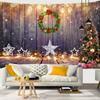 Snow Christmas Tree Fireplace Santa Claus Print Tapestry Wall Hanging Background Cloth Decor Christmas Home Room Wall Decoration