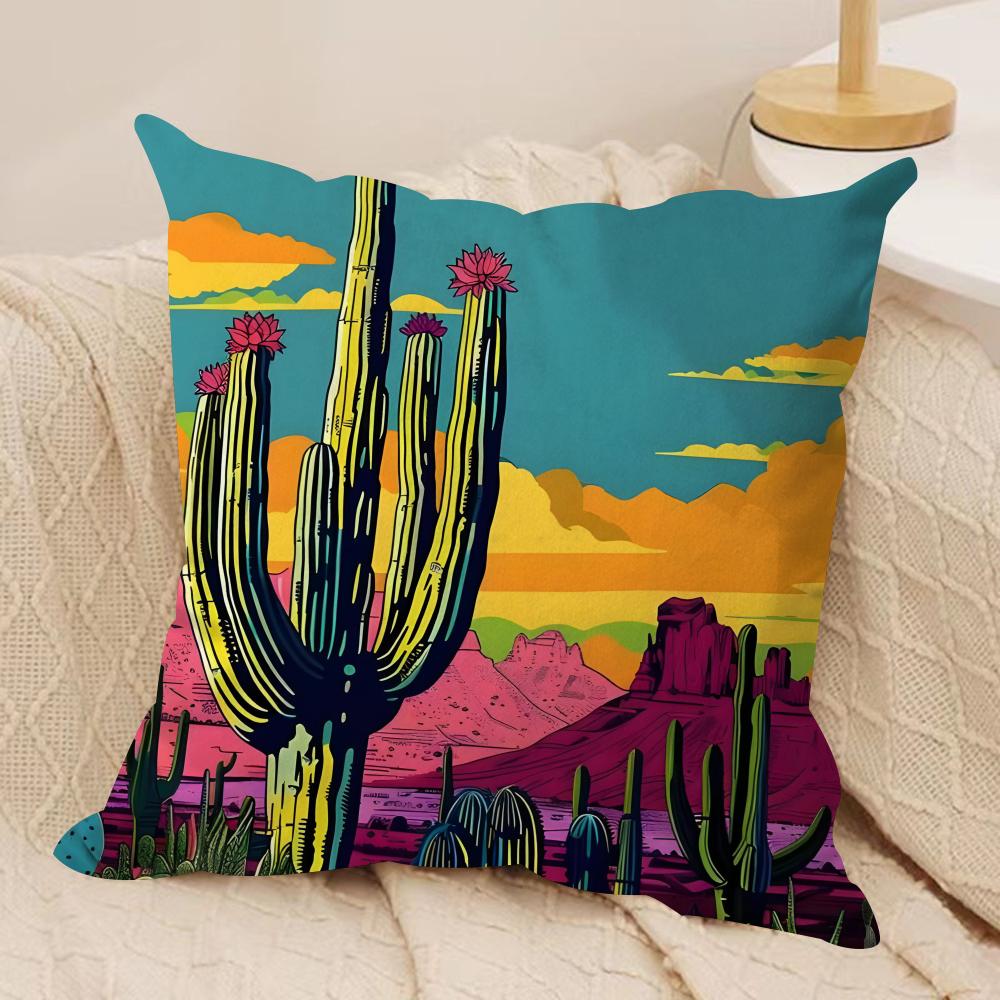 Cactus Cushion Cover Pillowcase Ultra Soft Skin Friendly Fabric Cloud Like Comfort & Concealed Zipper