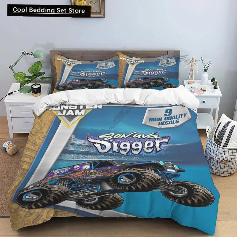 3D Super Monster Truck Monster Jam Comforter Bedding SetDuvet Cover Bed Set Quilt Cover PillowcaseKing Queen Size Bedding Set