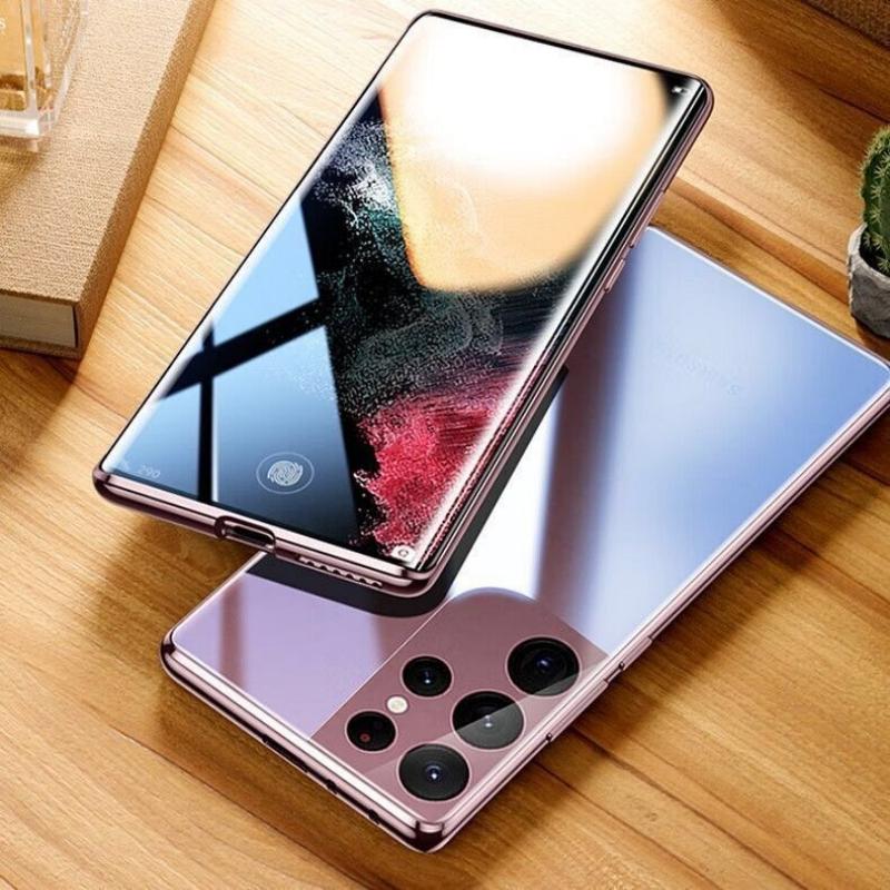 360 Full Case For Samsung Galaxy S25 Ultra S24 FE S23 Plus Double Sided Magnetic Adsorption Metal Tempering Glass Phone Cover