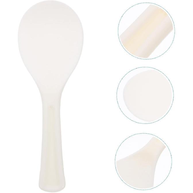 KICHOUSE Rice Spoon Paddle Non Stick Rice Serving Spoon Thickened Plastic White Cooker Spatula for Kitchen Restaurant Cooking Utensil