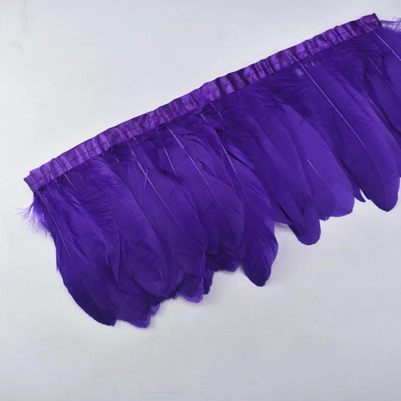 1Meter Colored Goose Feathers Trims Real Geese Feather Trim Tassel Fringe Ribbon White Black Feather Crafts Clothes Accessories