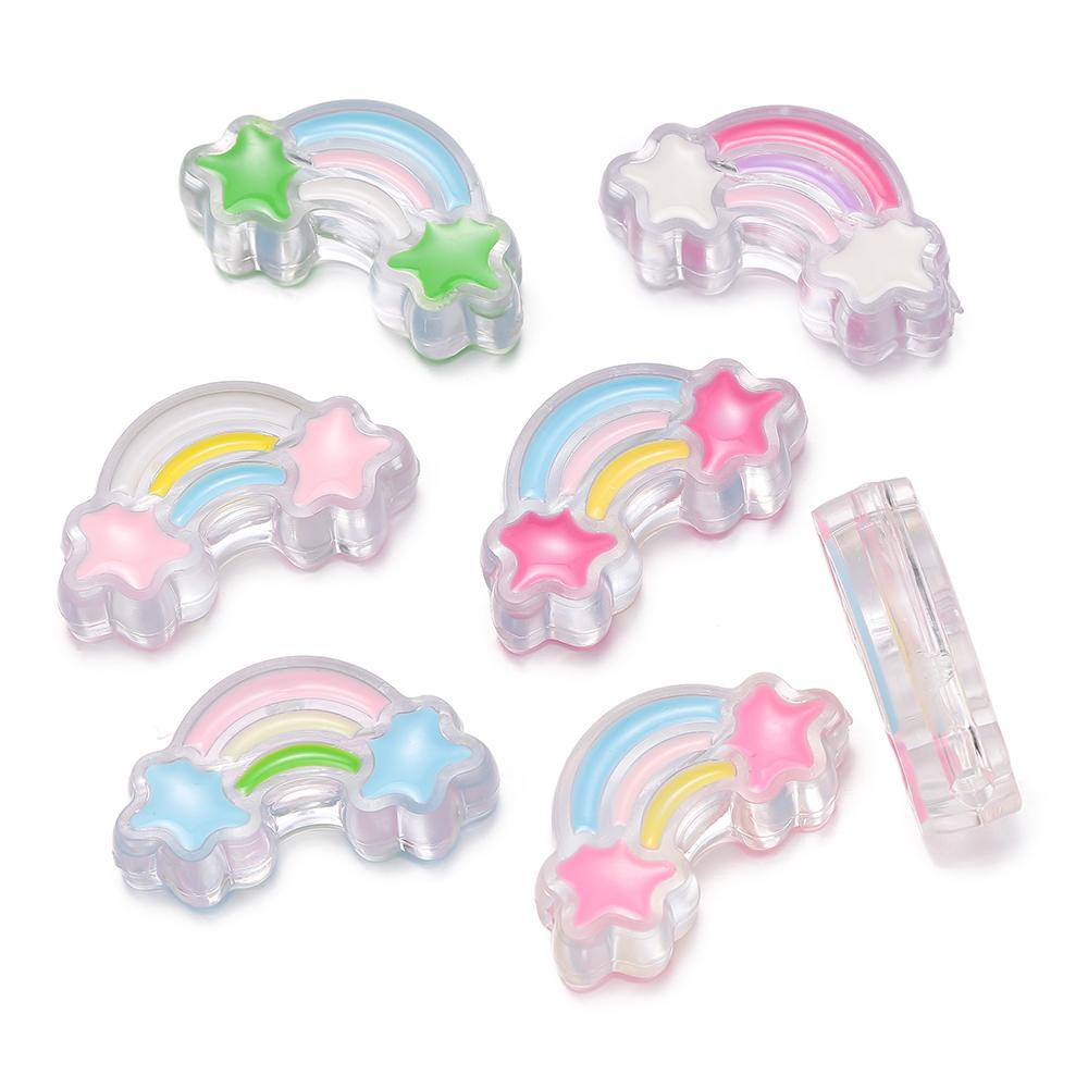 5Pcs/Lot Acrylic Dripping Oil Rainbow Beads Loose Spacer Beads for Jewelry Making Handmade DIY Bracelet Necklace Accessory