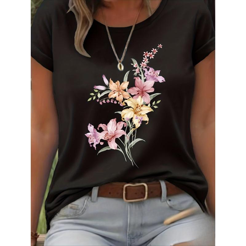 

European Size T-Shirt for Women - Comfortable Classic Fit, Ideal for Everyday Use, Classic Crew Neck Design, Suitable for Various Outfits 4XL чорний