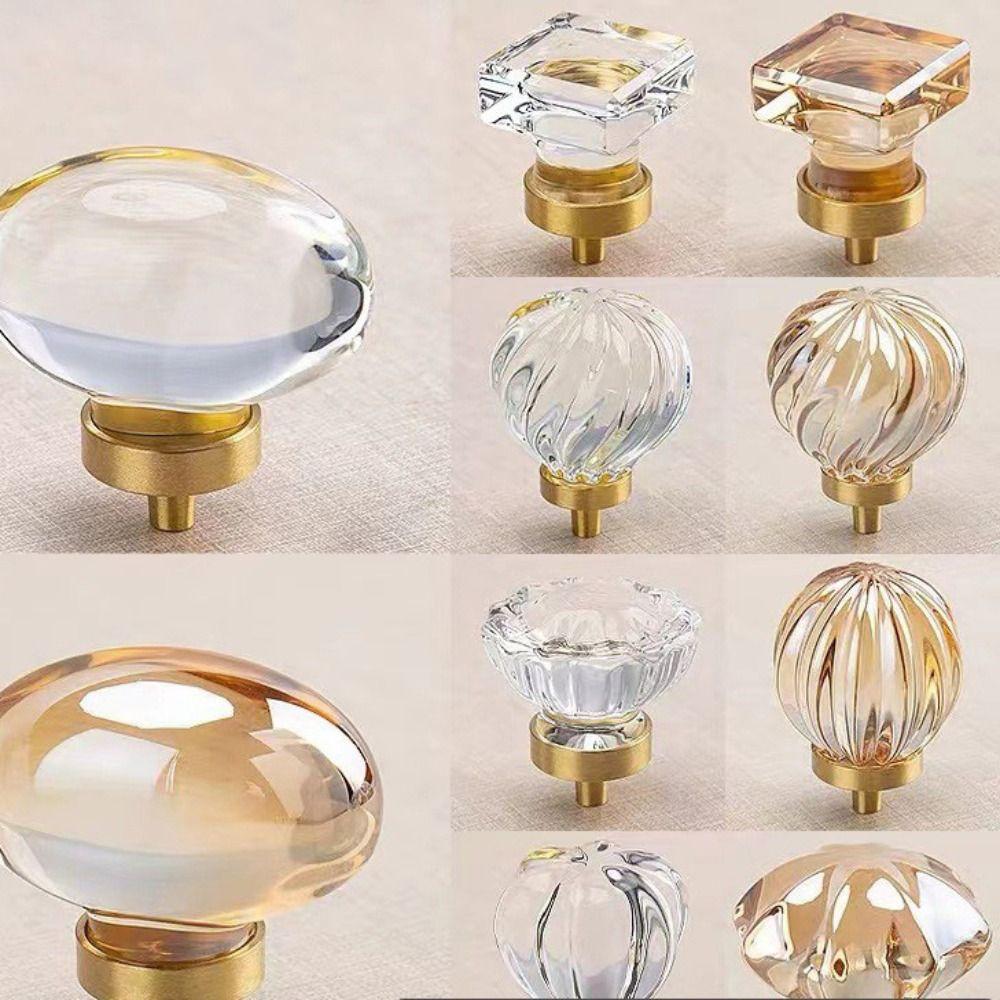 Möbelgriff mit Goldbasis Champagner / Transparente Kleiderschrankgriffe Schranktür