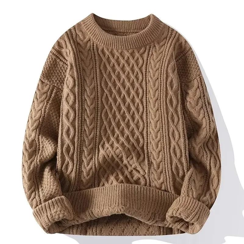 Trendy Knitted Sweater for Men Casual Round Neck Pullover Male Knitted Soft Fall Winter Fashion Long Sleeve Mens Kntwear Outwear