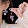 Asymmetrical Blue Crystal Flower Earrings for Women