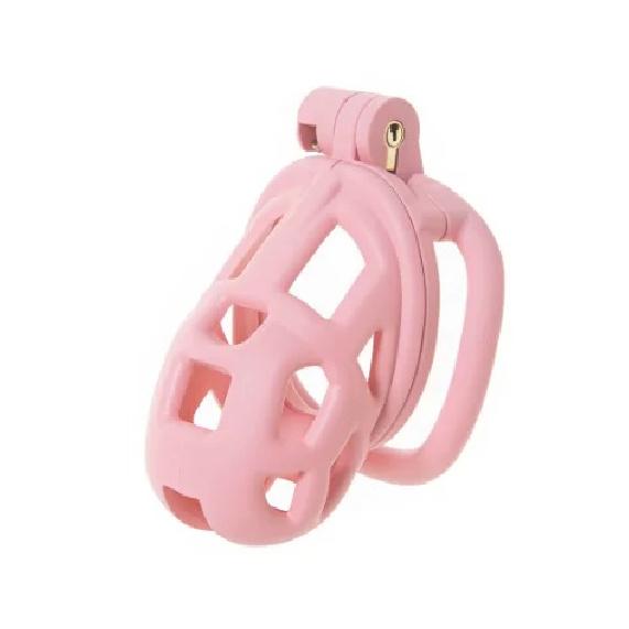 New Pink Male Chastity Cage Lock Cock Device Kit With 4 Arc Penis Rings Sex Toys For Men Gay Scrotum Adult Games Sex Shop 18+