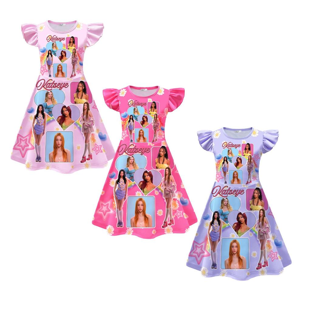Katseye Digital Printed Clothing Medium Big Boy Feifei Sleeve Dress + Bag 26254