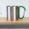 Stainless Steel Cup 220ml Double-layered Cup for Camping Traveling Handle Carabiner Backpacking Hiking Portable