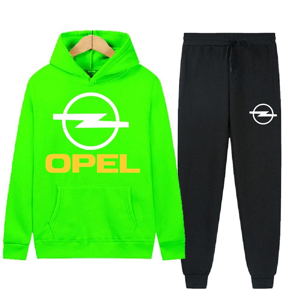Men's Women 2Pcs Sets Fleece Sweatshirt Hoodies Pants OPEL Car Male Sportswear Tracksuits Unisex Ensemble Homme