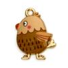 10 PCs Cute Chicken Enamel Charms Zinc Based Alloy Easter Day Pendants Gold Plated Multicolor Animal Pendants 20mm X 16mm