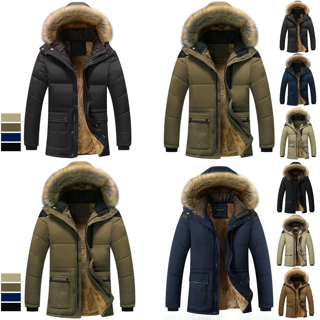 Men's Military Coat Thicken Warm Outwear Parka Hooded Jacket Outdoor Winter Fashion